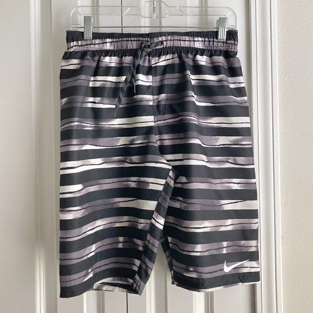 Nikemen's Black Block Stripe Breaker 11' Swim Volley Trunks Size S